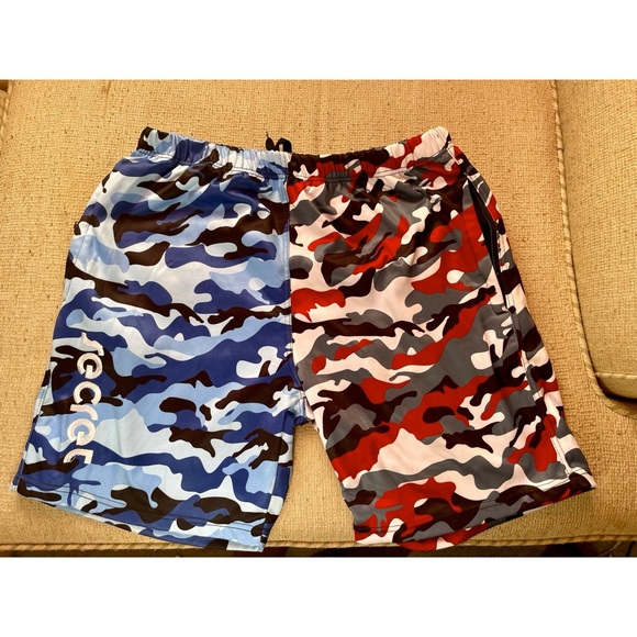 Secret Scientist Split Camo Shorts (2XL) (Red / Blue / White / Black) - Picture 2 of 3